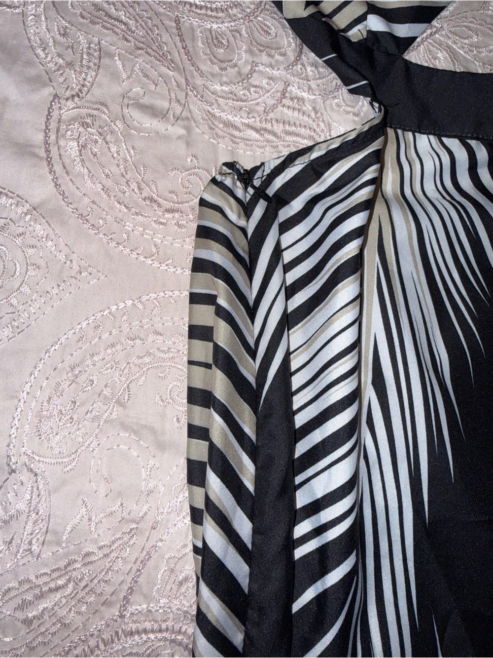 ChicMe Tropical Palm Print Cutout Wide Leg Jumpsuit Black Beige Size L - Picture 11 of 12